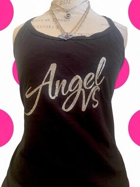 2013 Victoria’s Secret • Black Tank top/Glitter Angel VS Logo • SIZE - XL • NWOT
